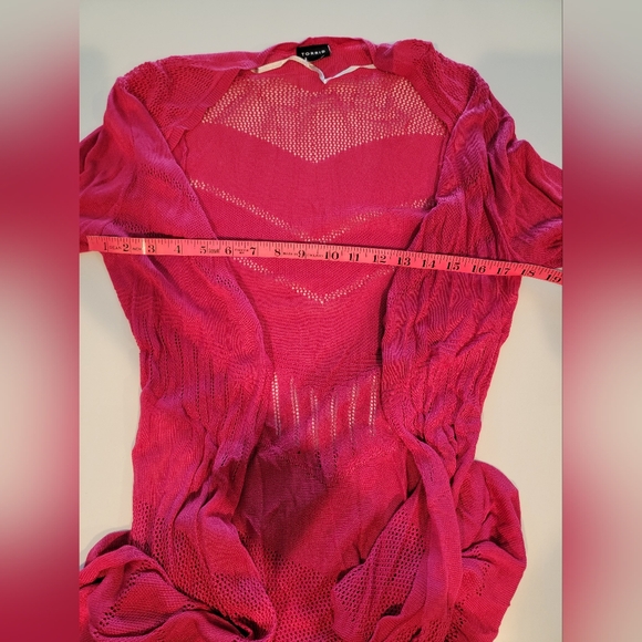 TORRID Fuchsia Pink Pointelle Open Cardigan Size 00 - Picture 12 of 14